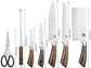 Kitchen Knife Block Set 8 Stainless Steel Knives with Wooden Color Handle (Wood color)