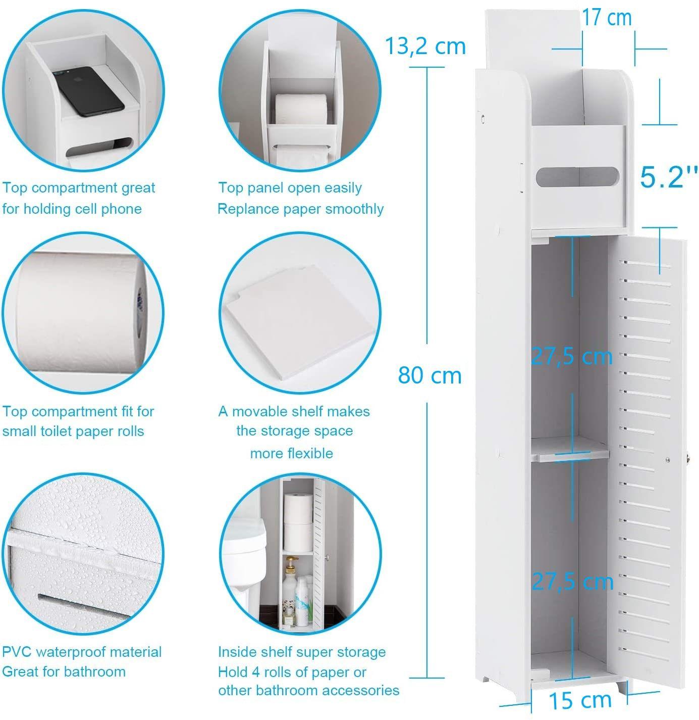 Toilet Paper Roll Holder for Bathroom (White, 80 cm)