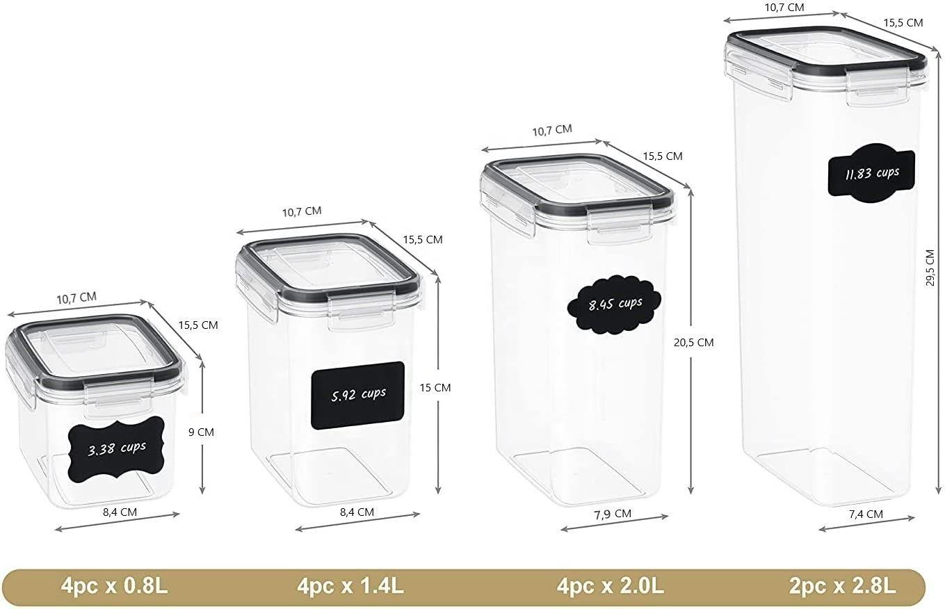 7 Pieces Plastic BPA Free Food Storage Containers for Kitchen (Black)