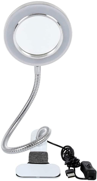 Lighting LED 8X Magnifying Lamp with Metal Clamp 360&deg; Flexible Gooseneck and USB Plug Design for Tattoo, Manicure and Reading