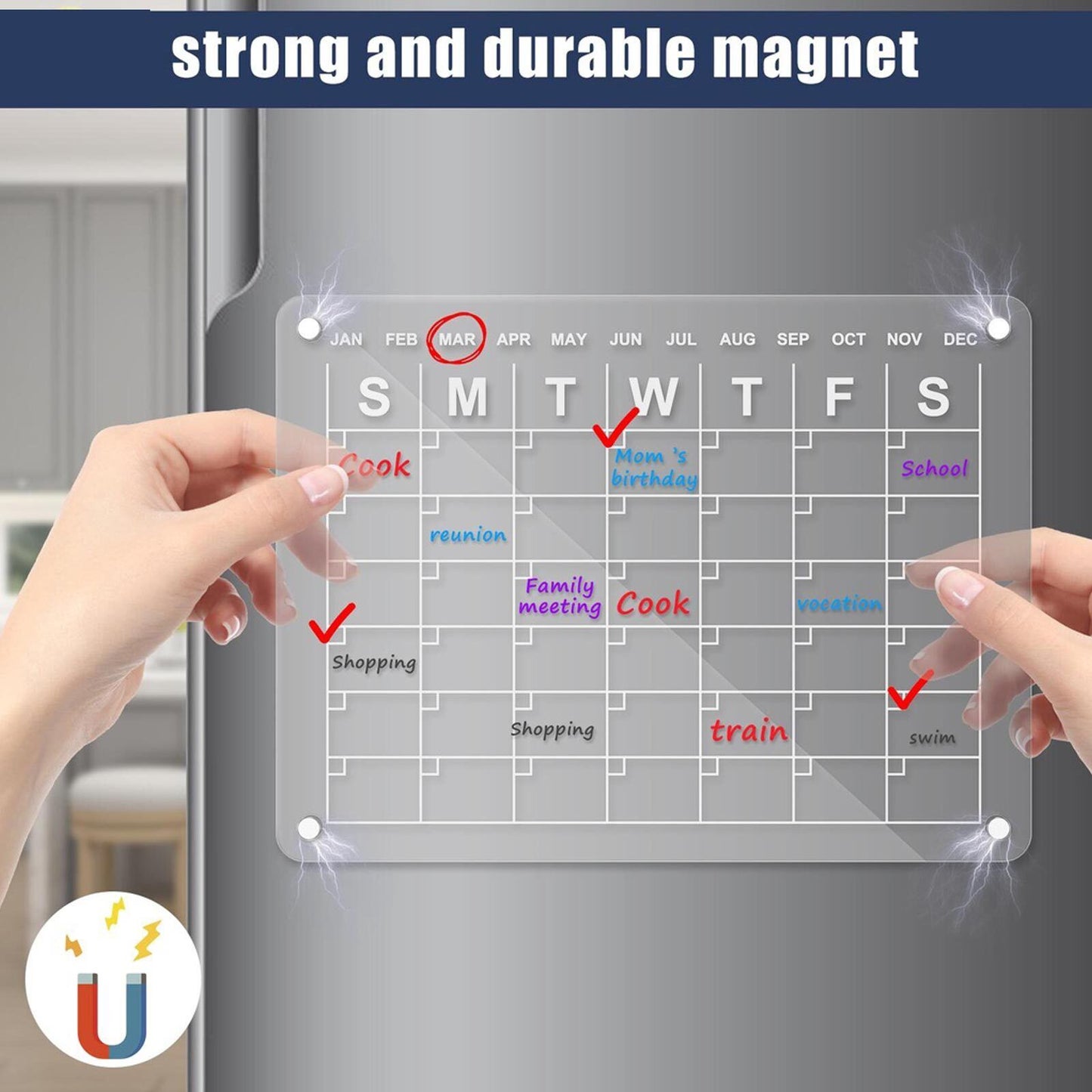 Large Magnetic Fridge Whiteboard Weekly Calendar Planner Acrylic White Board Set