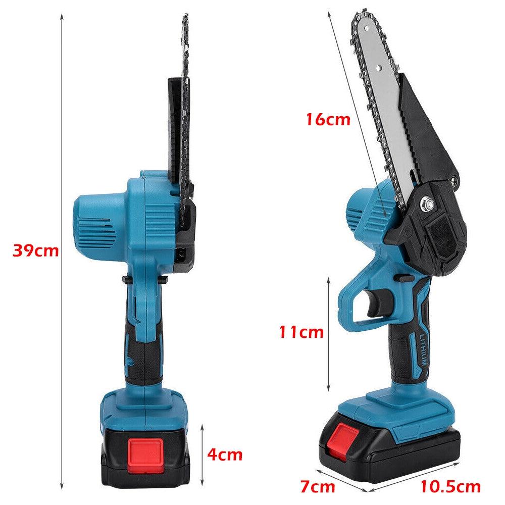 6" Mini Cordless Electric Chainsaw 2X Battery Powered Wood Cutter Rechargeable