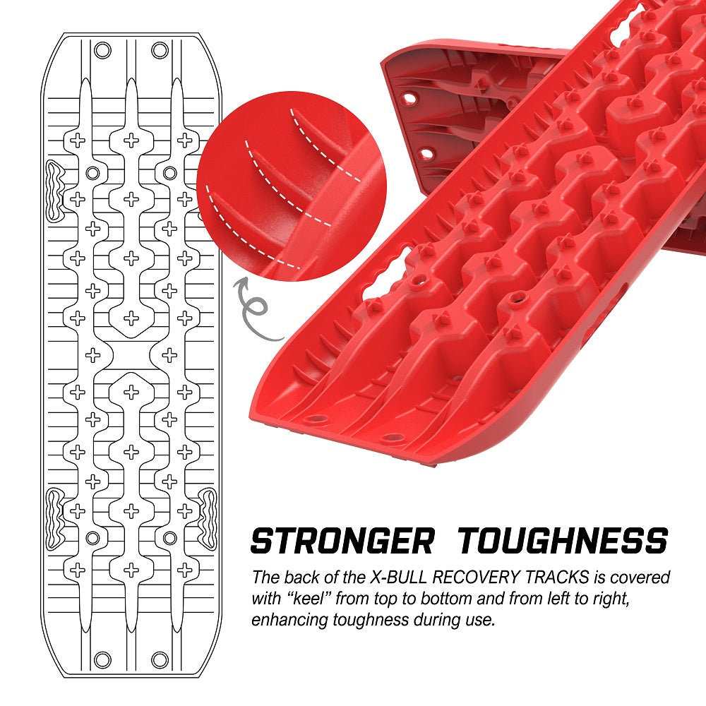 X-BULL Recovery tracks Boards 10T 2 Pairs Sand Mud Snow With Mounting Bolts pins Red