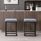 2x Counter Height Bar Stools with Footrest Backless Kitchen Dining Cafe Chair with Thick Cushion & Sturdy Metal Steel Frame-Slate