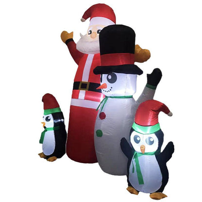 Festiss 1.8m Santa Snowman and Penguin Greeting Christmas Inflatable with LED FS-INF-14