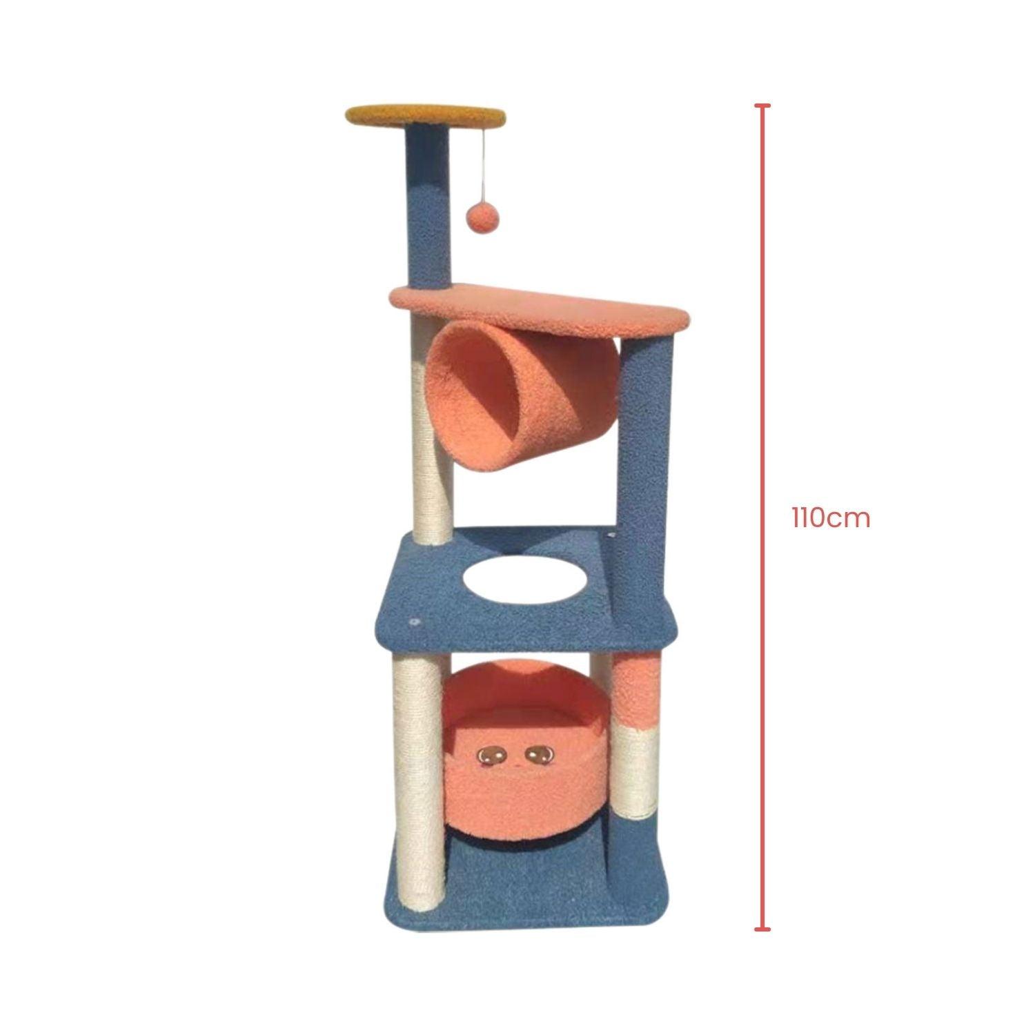 Floofi 110cm Emoji Plush Cat Condo Cat Tree Blue Red FI-CT-150-MM