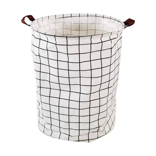 GOMINIMO Laundry Basket Round Foldable (White Square) GO-LB-109-CN