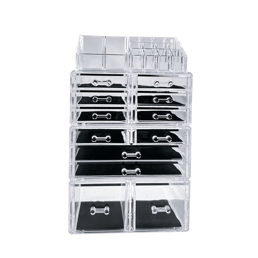 GOMINIMO Makeup Cosmetic Organizer With 12 Drawers (Clear) GO-MCO-100-CS