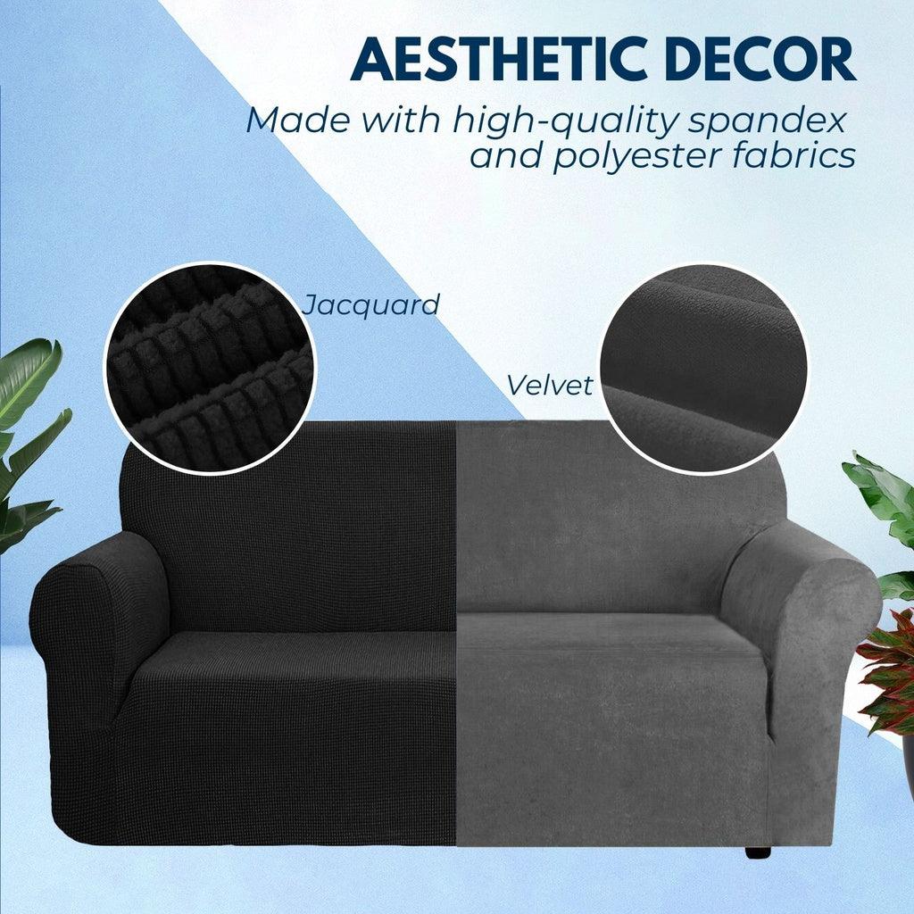 GOMINIMO Polyester Jacquard Sofa Cover 3 Seater (Black) HM-SF-103-RD
