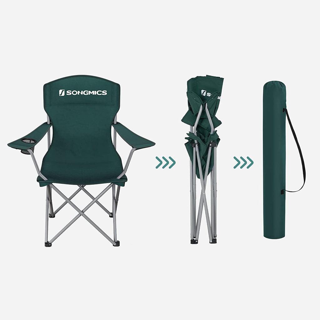 SONGMICS Set of 2 Folding Camping Outdoor Chairs Dark Green