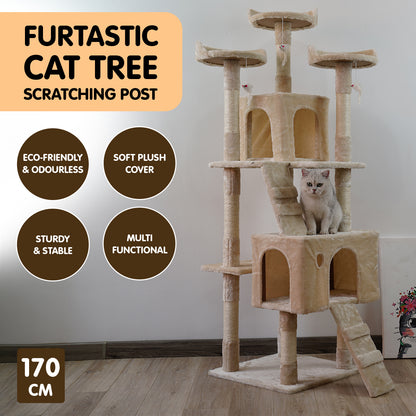 Furtastic 170cm Cat Tree Scratching Post - Beige