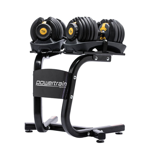 Powertrain  48KG Adjustable Dumbbell Set With Stand - Gold
