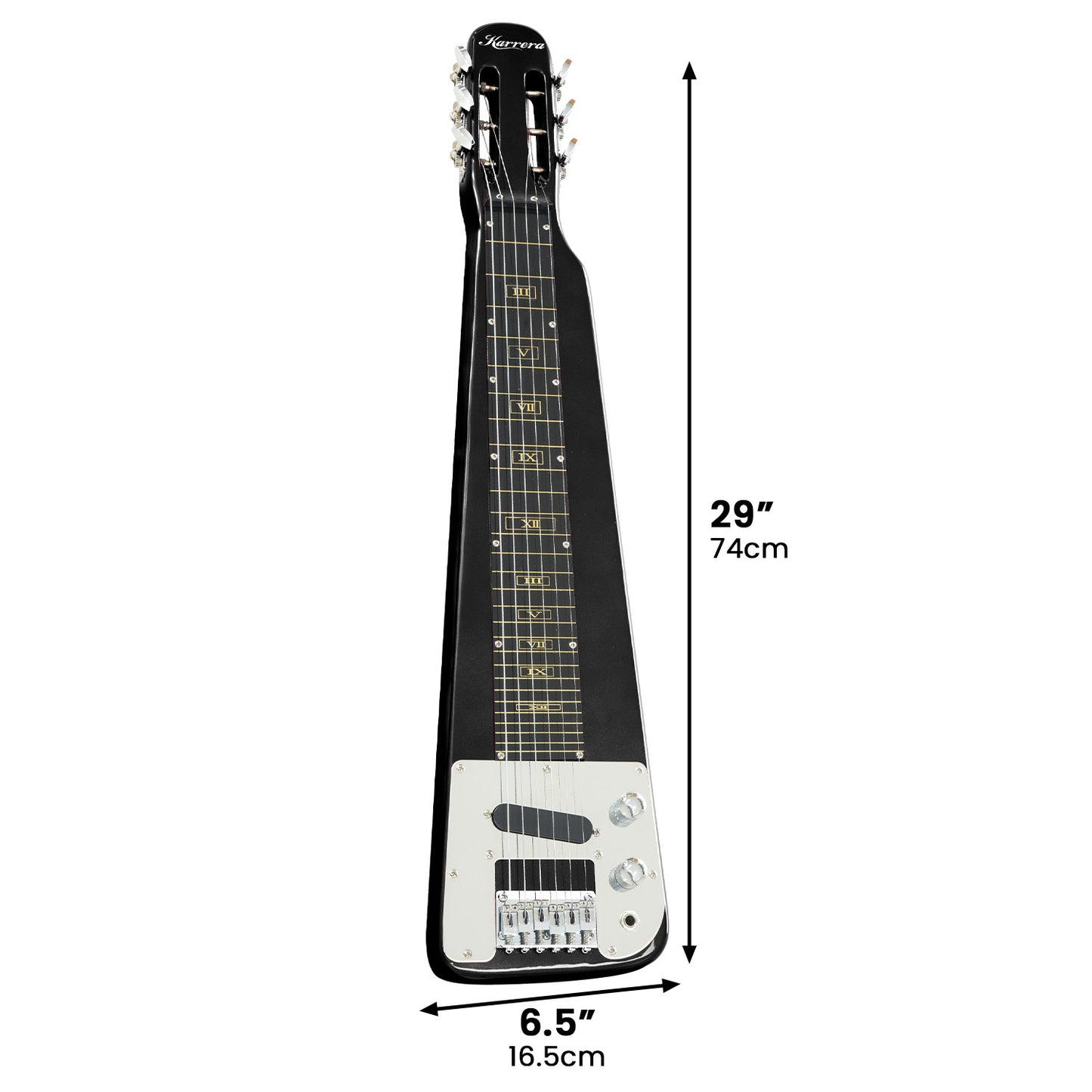 Karrera 29in 6-String Lap Steel Hawaiian Guitar - Black