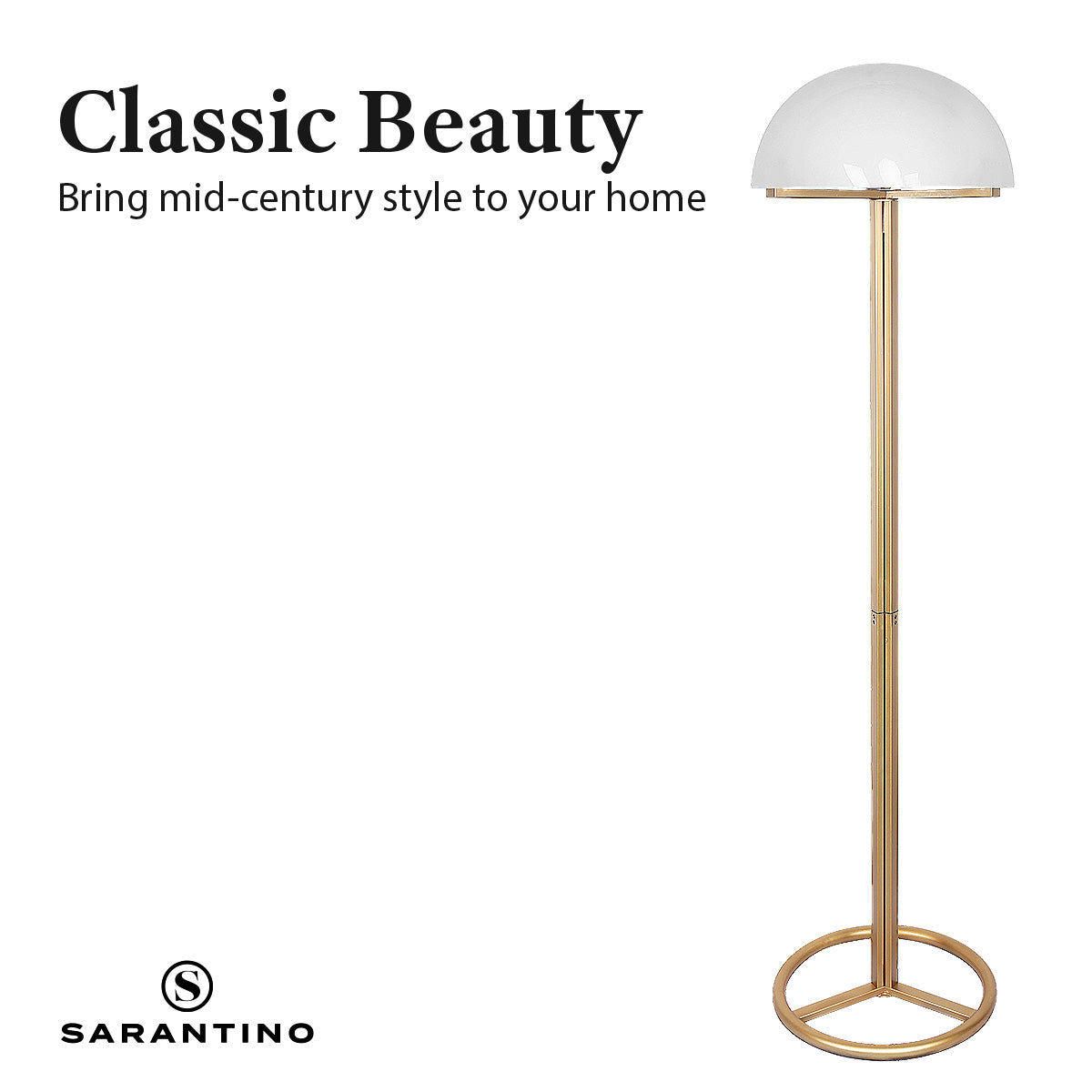 Sarantino Metal Floor Lamp with White Acrylic Shade by Sarantino
