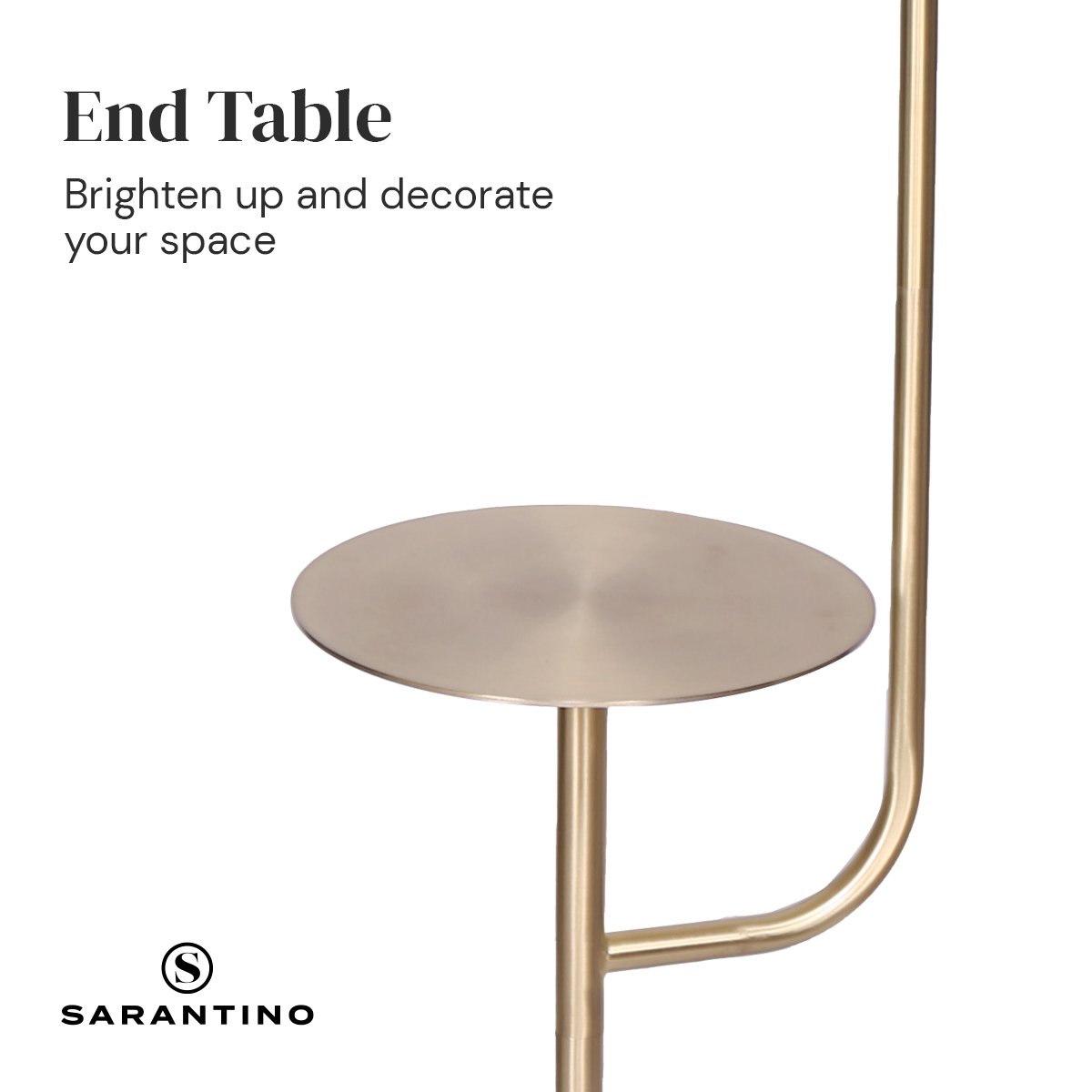Sarantino Marble & Metal End Table Top Floor Lamp