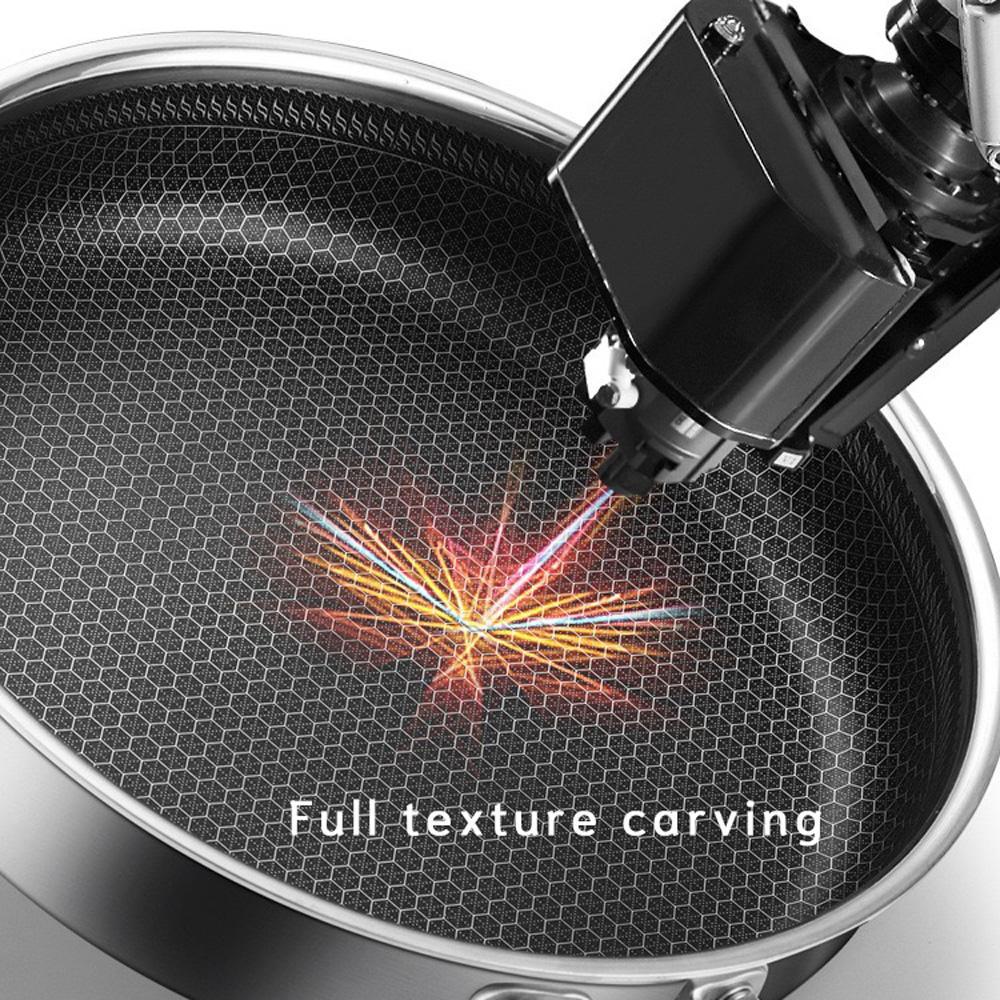 Stainless Steel Frying Pan Non-Stick Cooking Frypan Cookware 32cm Honeycomb Double Sided
