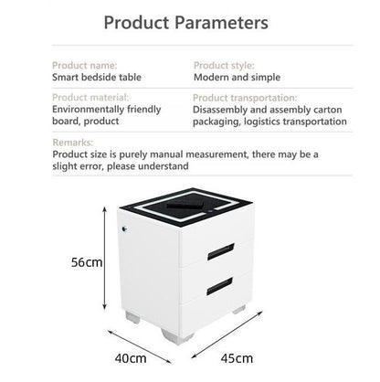 Smart Bedside Tables Side 3 Drawers Wireless Charging USB Right Hand Nightstand LED Light AU