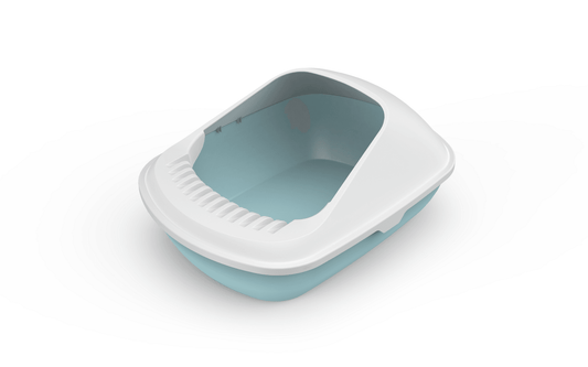 2 X Medium Cat Litter Box Tray With Shovel Kitty Toilet Semi-Enclosed Pet Box Blue