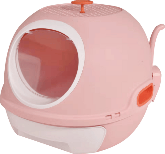 Hooded Cat Toilet Litter Box Tray House With Drawer and Scoop Pink