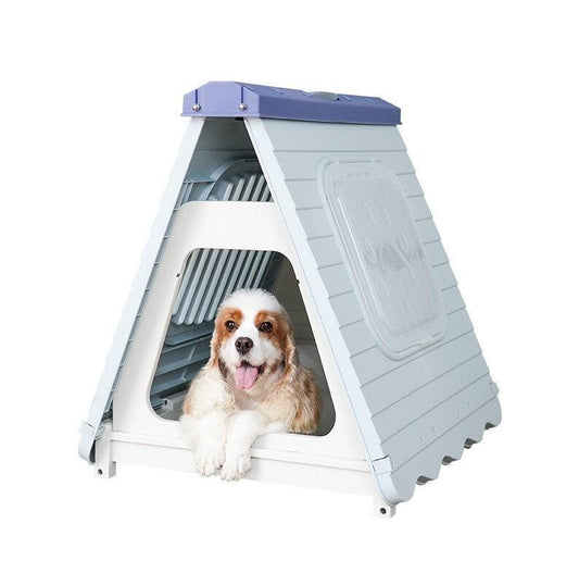 Small Foldable Plastic Pet Dog Puppy Cat House Kennel Blue