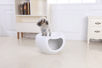 Cat Kitten Bed Cave Small Dog House Kennel Plastic Pet Pod Bedding Igloo White