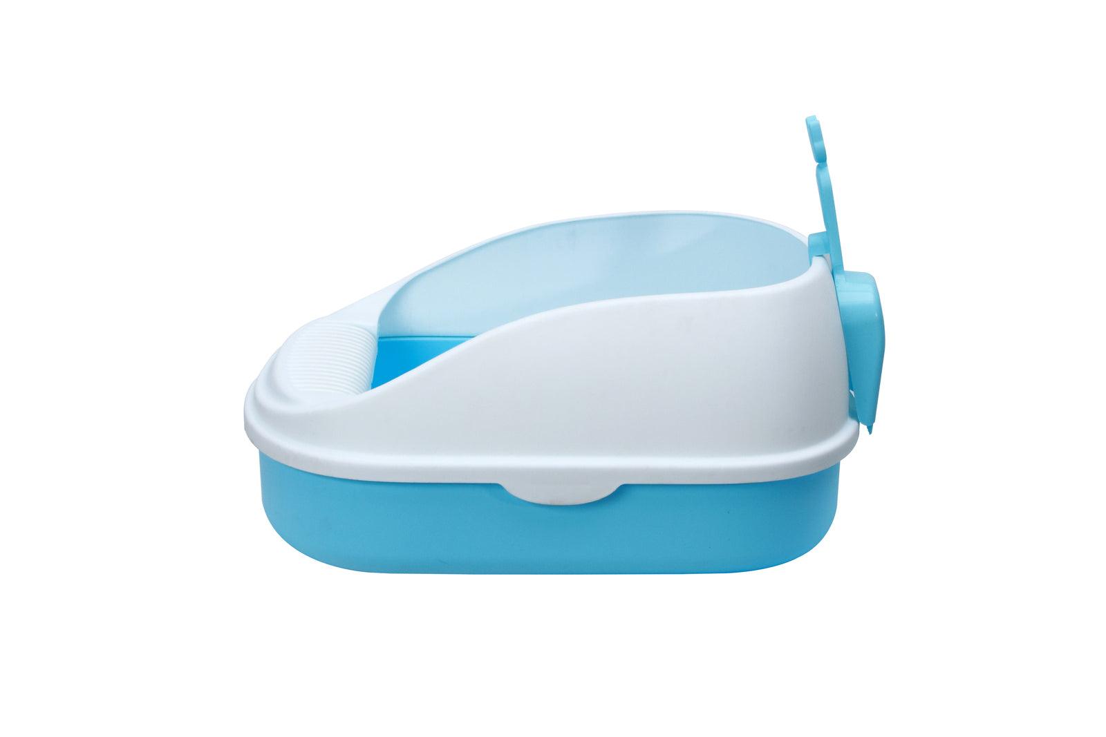 Medium Portable Cat Toilet Litter Box Tray with Scoop Blue