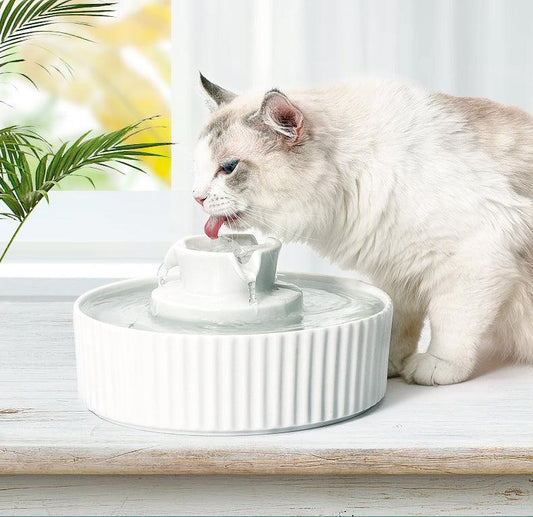 Ceramic Electric Pet Water Fountain Dog Cat Water Feeder Bowl Dispenser
