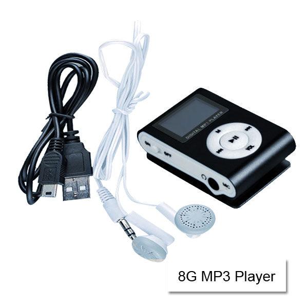 Mini Clip 8G MP3 Music Player With USB Cable & Earphone Black
