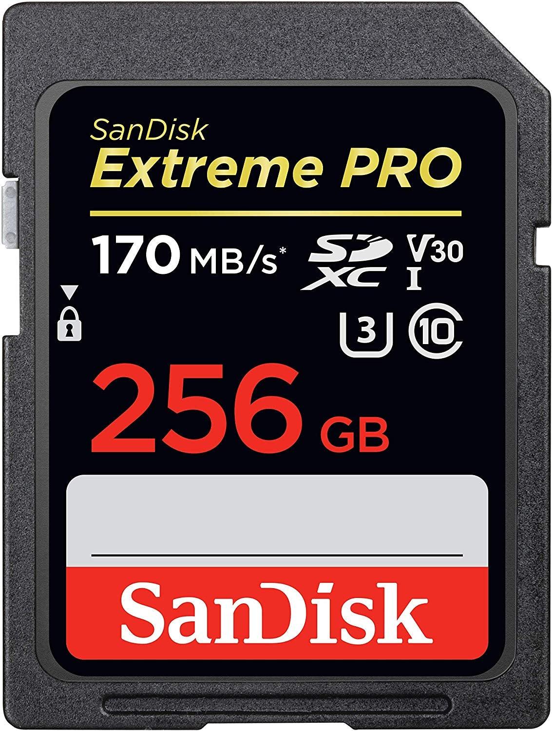 SANDISK SDSDXXY-256G-GNCIN SDXC Extreme Pro V30 4K/UHD UHS-I/U3 170MB