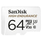 SANDISK HIGH ENDURANCE MICROSDHC CARD SQQNR 64G UHS-I C10 U3 V30 100MB/S R 40MB/S W SD ADAPTOR SDSQQNR-064G-GN6IA