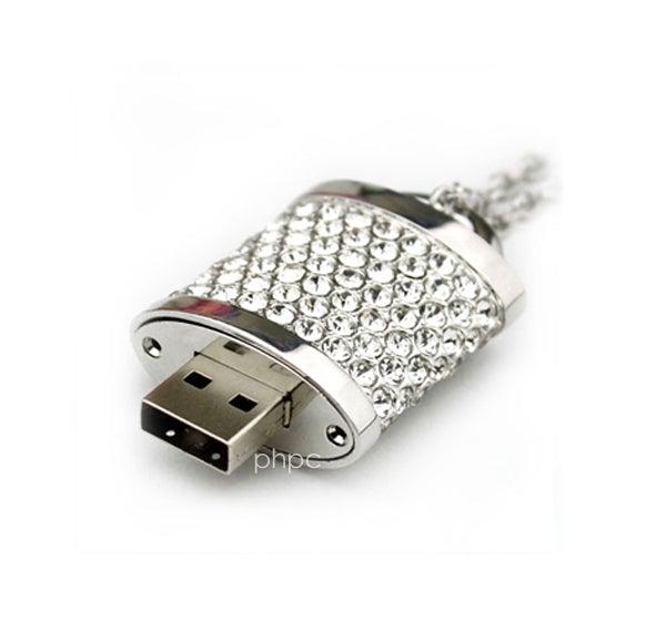 16GB Crystal Lock Pendant USB Flash Drive Pen Stick Memory (Silver)