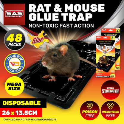 SAS Pest Control 48PCE Rat Mouse Control Extra Large & Strong 26 x 13.5cm