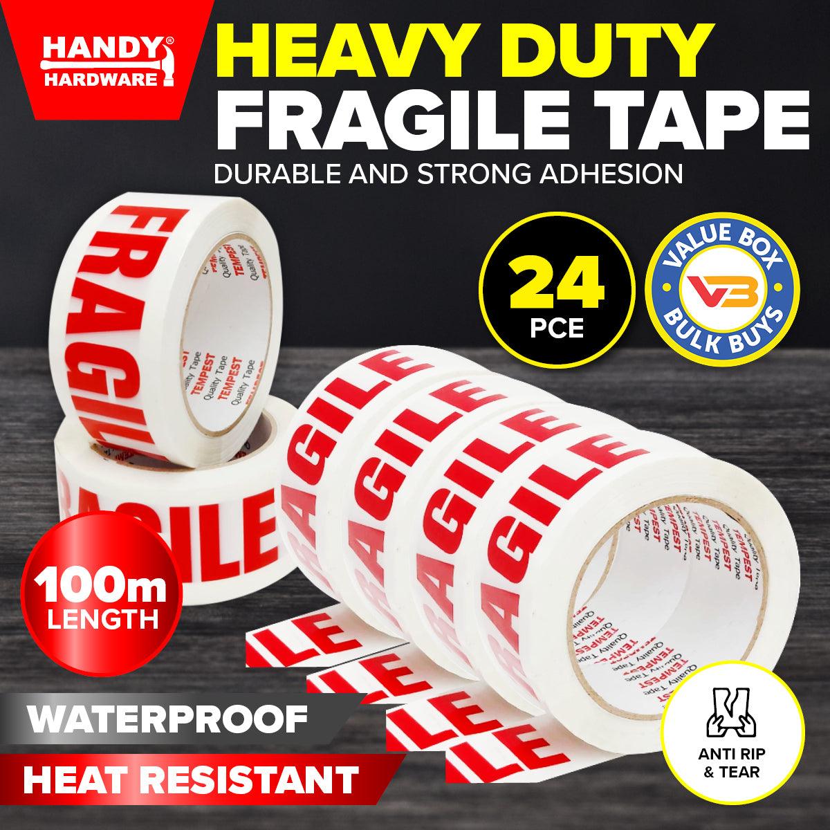 Handy Hardware 24PCE Fragile Tape Waterproof Heat Resistant Flexible 100m