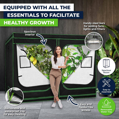 Garden Greens Grow Tent Kits 2.4m x 1.2m x 2m Hydroponics Indoor Grow System