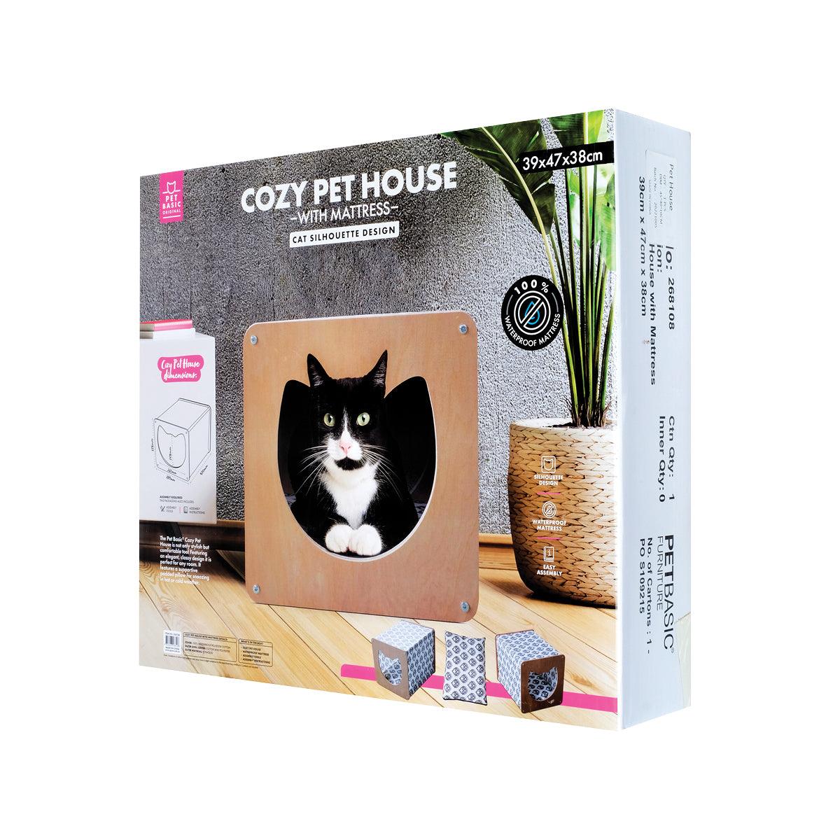 Pet Basic Cat Silhouette Cozy House Waterproof Mattress 39 x 47 x 38cm