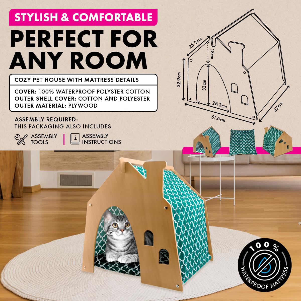 Pet Basic Chimney Cozy Green Cat House Waterproof Mattress 52 x 47cm x 50cm