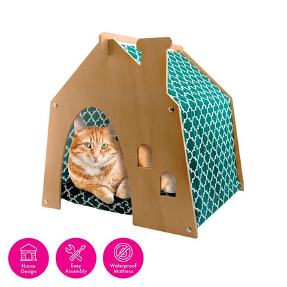 Pet Basic Chimney Cozy Green Cat House Waterproof Mattress 52 x 47cm x 50cm