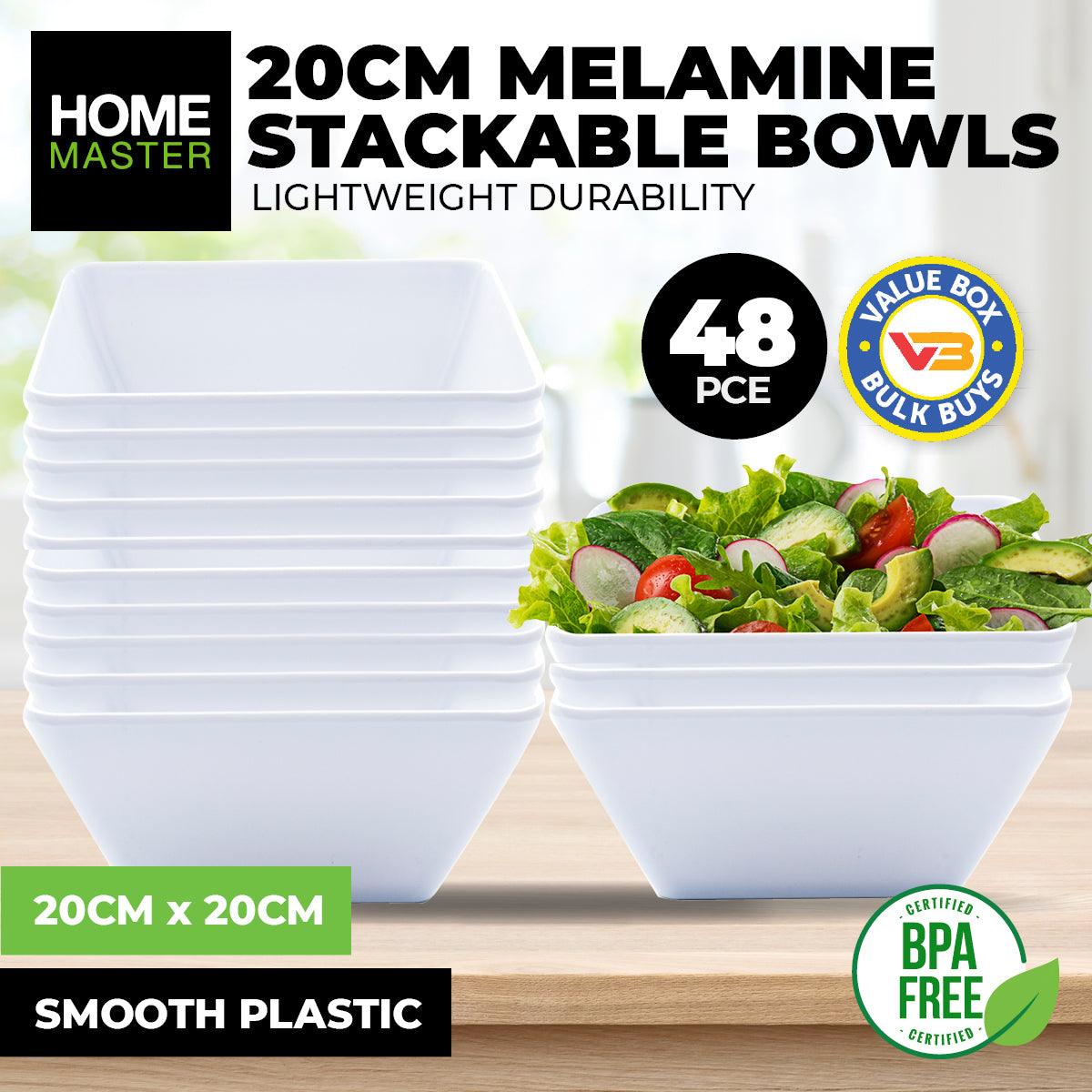 Home Master 48PCE Melamine Bowls Square Lightweight Durable Strong 20cm