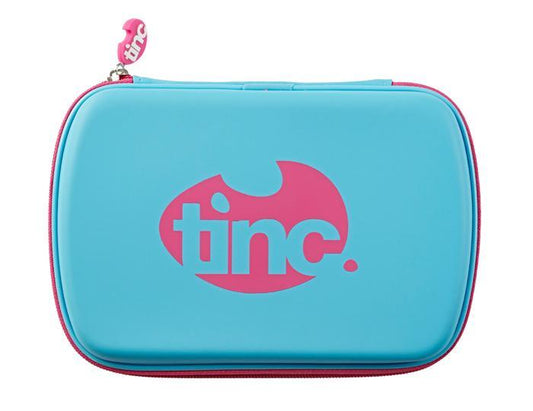 Two-Colour Hard Top Pencil Case : Blue With Pink Zip