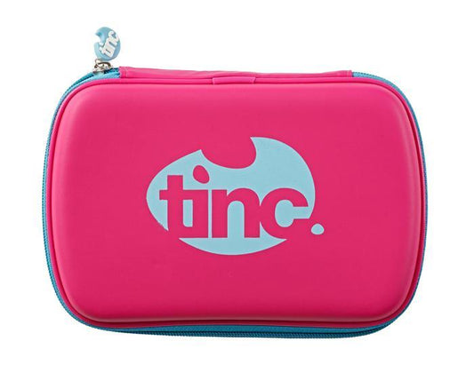 Two-Colour Hard Top Pencil Case : Pink With Blue Zip