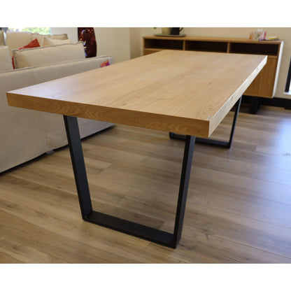 Petunia 9pc 210cm Dining Table Set 8 Cross Back Chair Elm Timber Wood Metal Leg