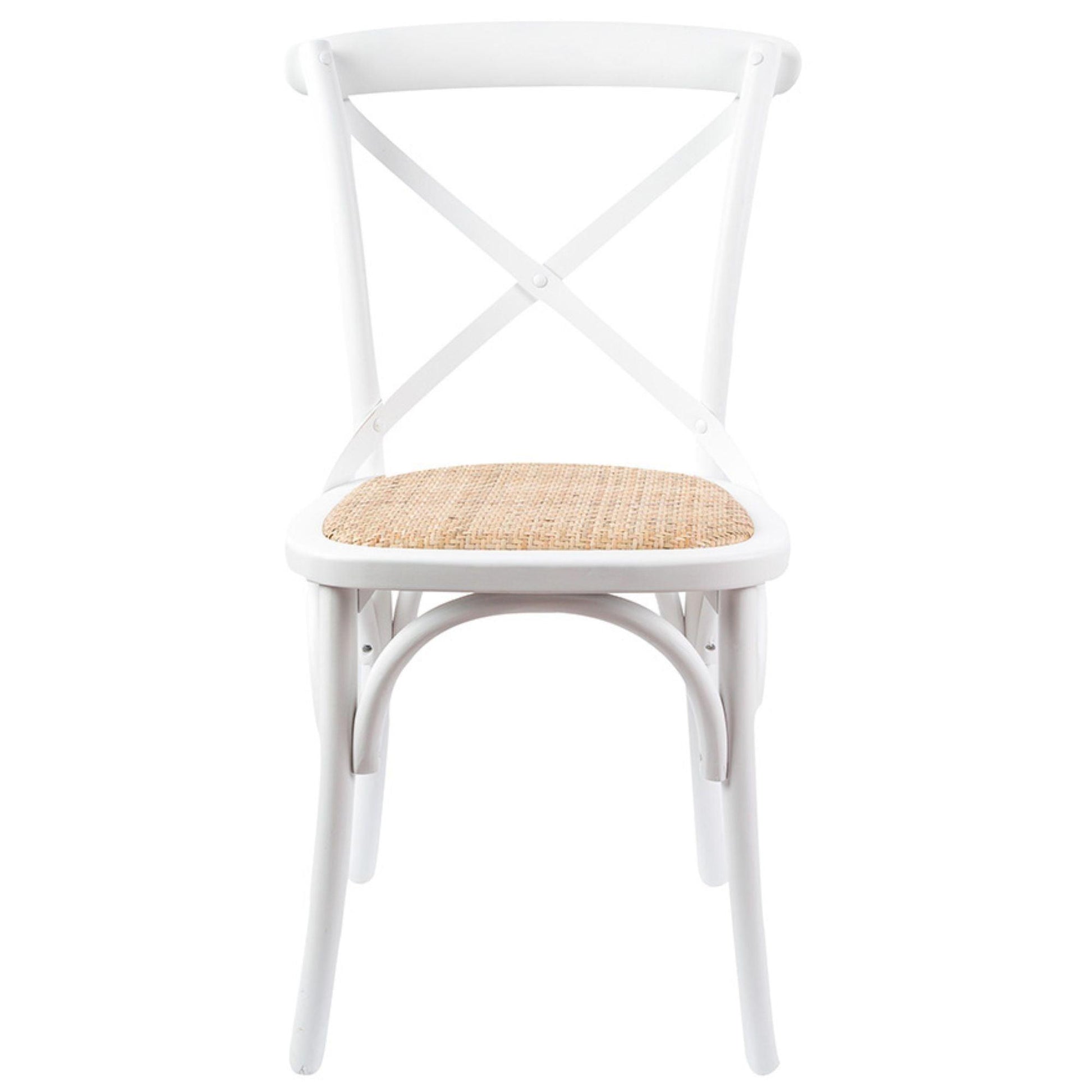 Aster Crossback Dining Chair Set of 2 Solid Birch Timber Wood Ratan Seat - White