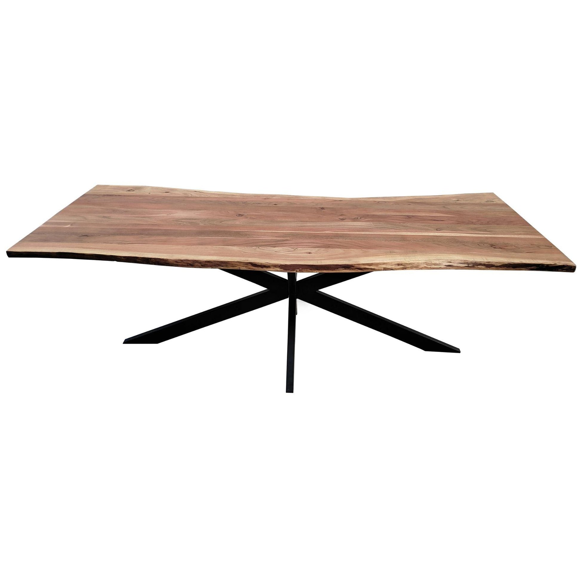 Lantana Dining Table 240cm Live Edge Solid Acacia Timber Wood Metal Leg -Natural