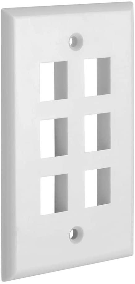 6 Port QuickPort outlet Wall Plate face plate, six Gang White