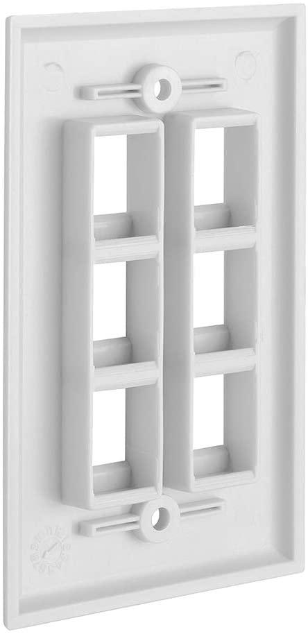 6 Port QuickPort outlet Wall Plate face plate, six Gang White