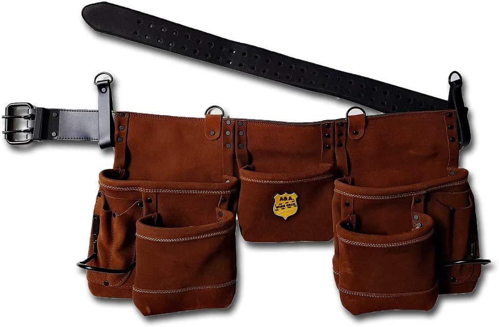 Carpenter's tool belt tool apron tool pouch in Genuine suede cowhide leather