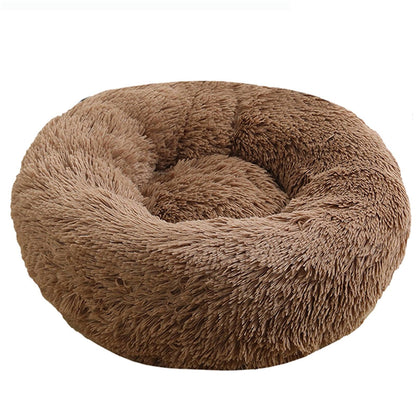 Pet Dog Bed Bedding Warm Plush Round Soft Dog Nest Light Coffee XL 100cm