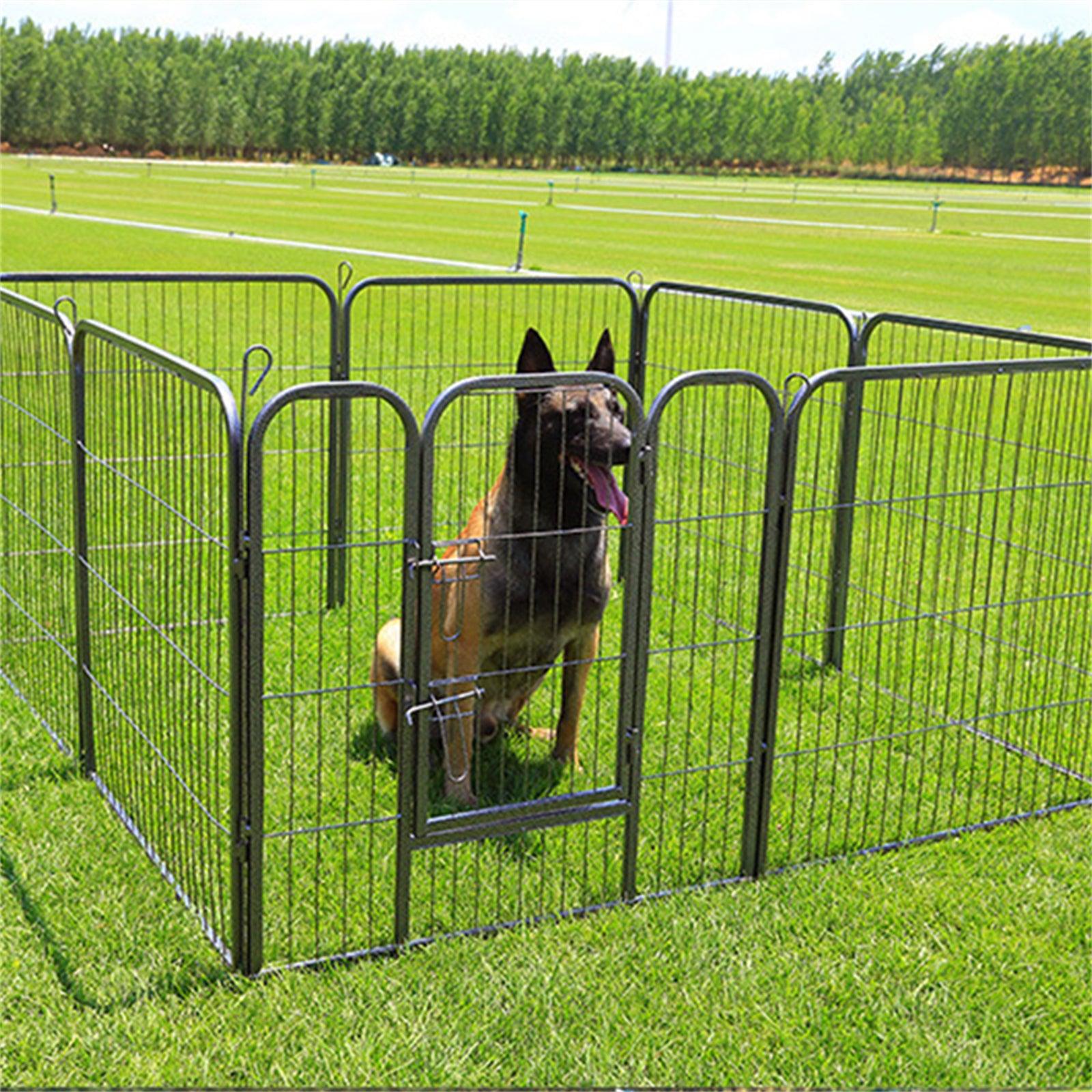 Heavy Duty Comfortable Pet Dog Game Fence Foldable 8 Panel Metal Dog Fence Black