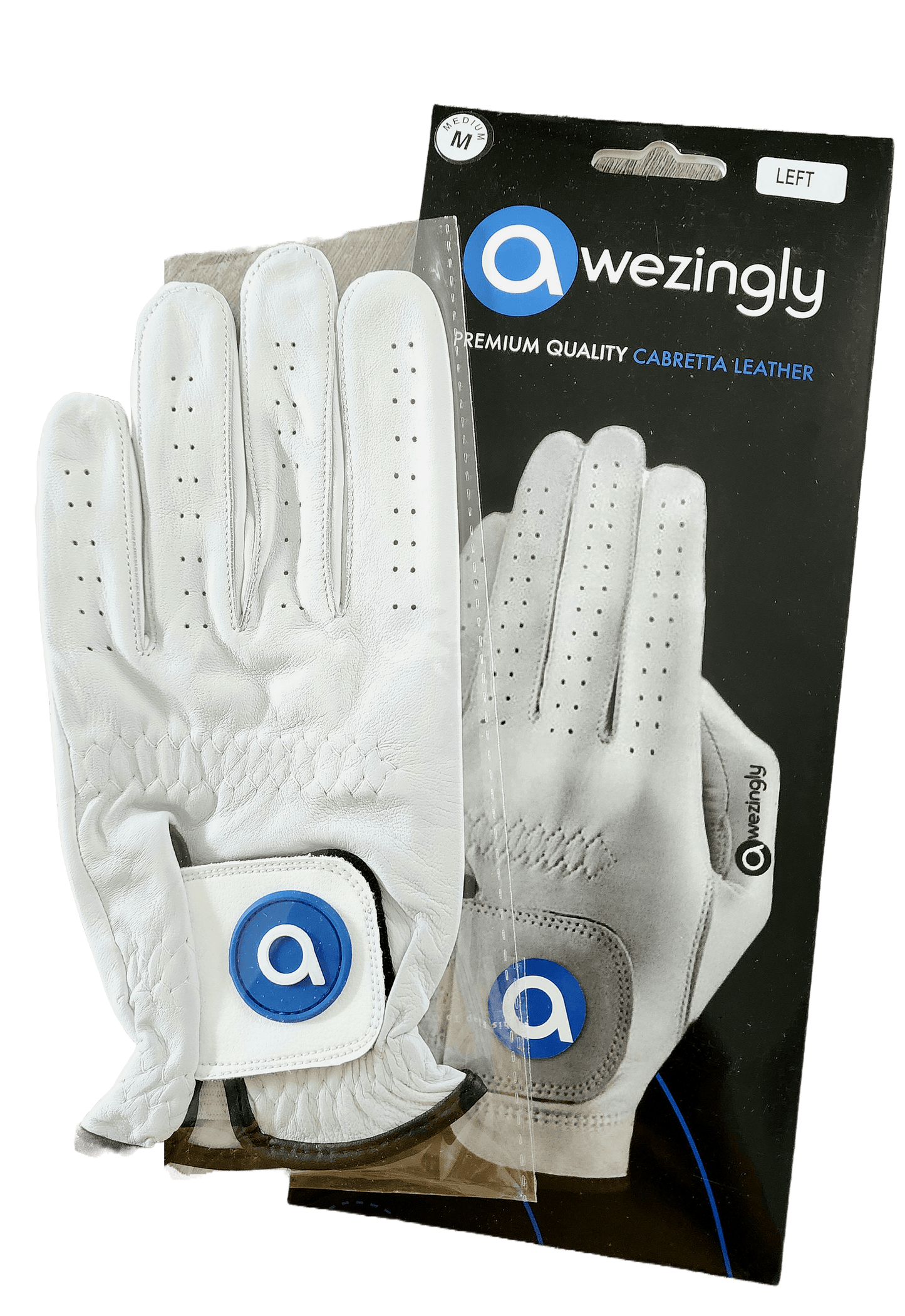 Premium Quality Cabretta Leather Golf Glove for Men - White (M/L)