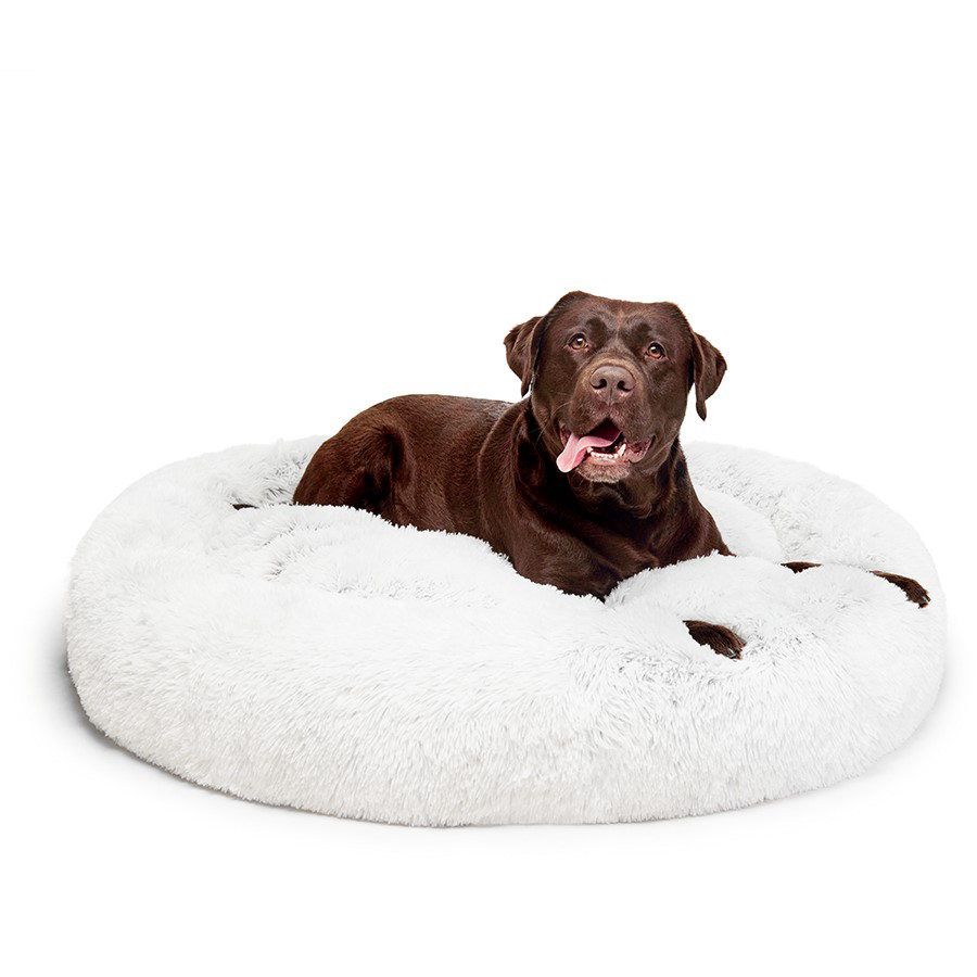 Fur King "Aussie" Calming Dog Bed  - White - 115 CM - XL